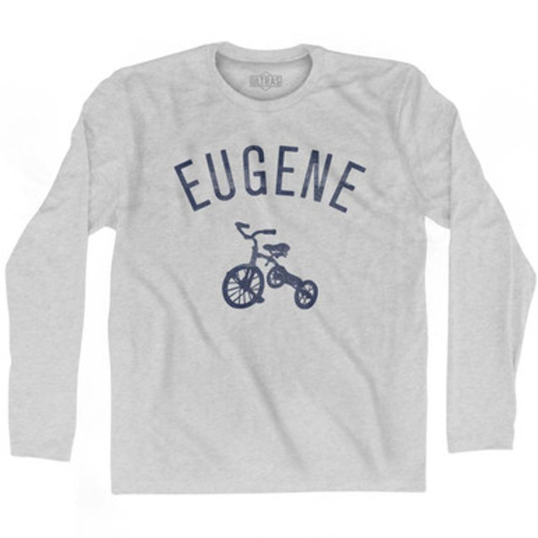 Eugene City Tricycle Adult Cotton Long Sleeve T-shirt - Grey Heather