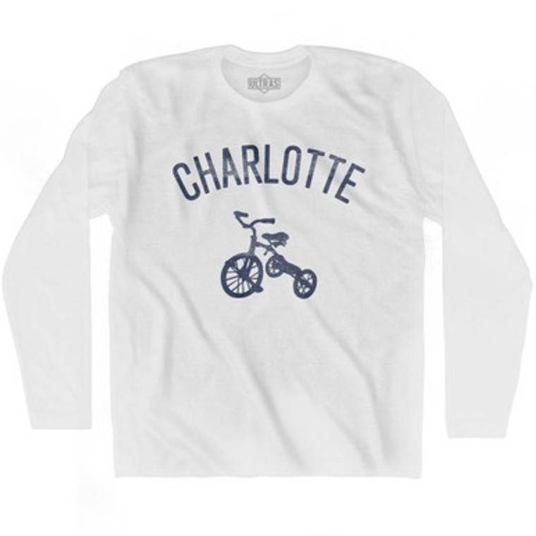 Charlotte Tricycle Adult Cotton Long Sleeve T-shirt - White
