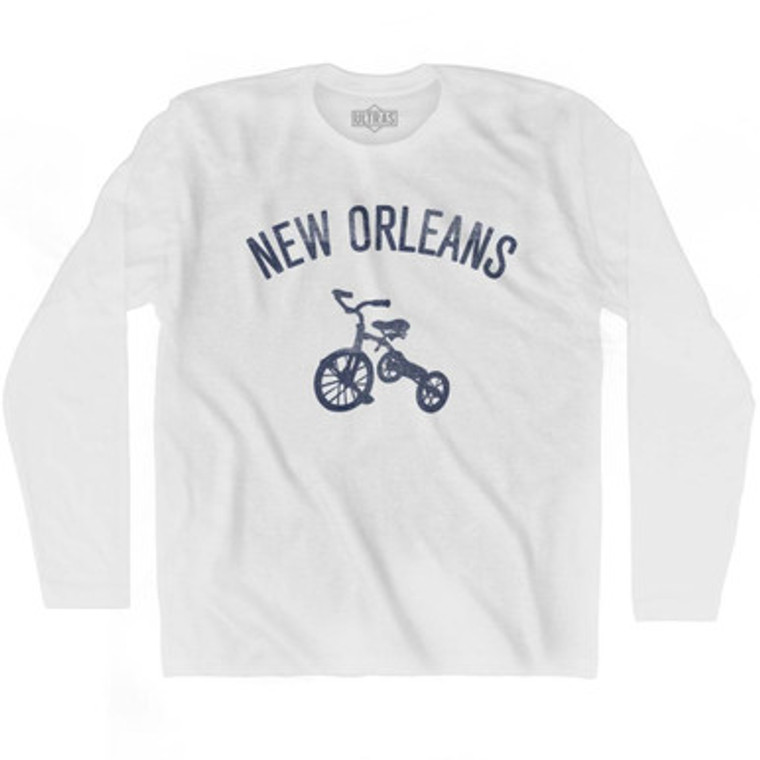 New Orleans City Tricycle Adult Cotton Long Sleeve T-shirt - White