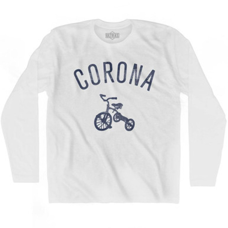 Corona City Tricycle Adult Cotton Long Sleeve T-shirt - White