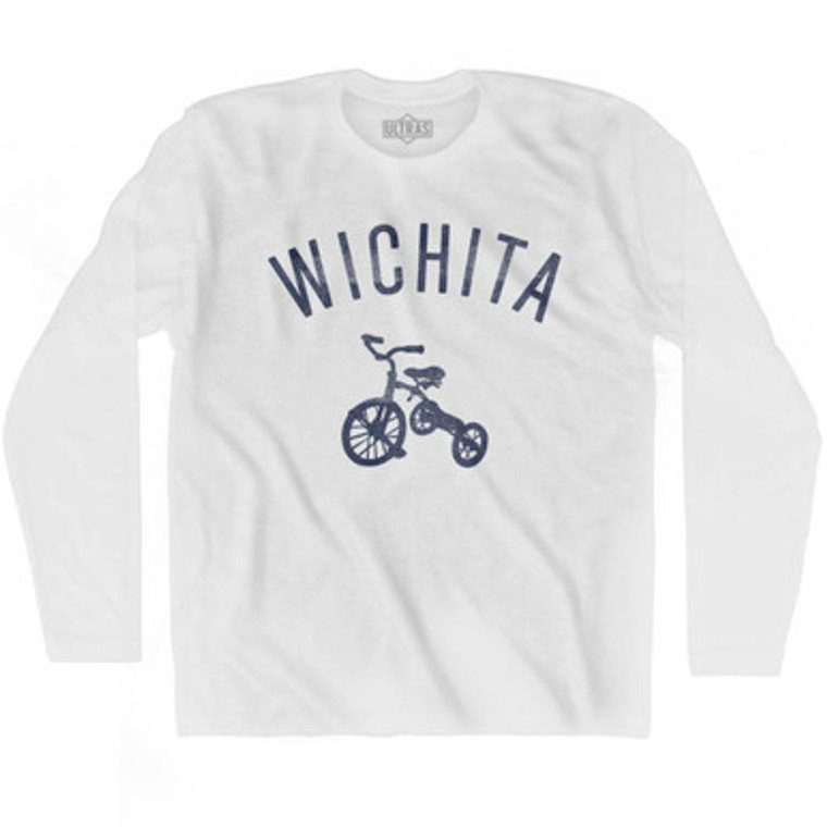 Wichita City Tricycle Adult Cotton Long Sleeve T-shirt - White