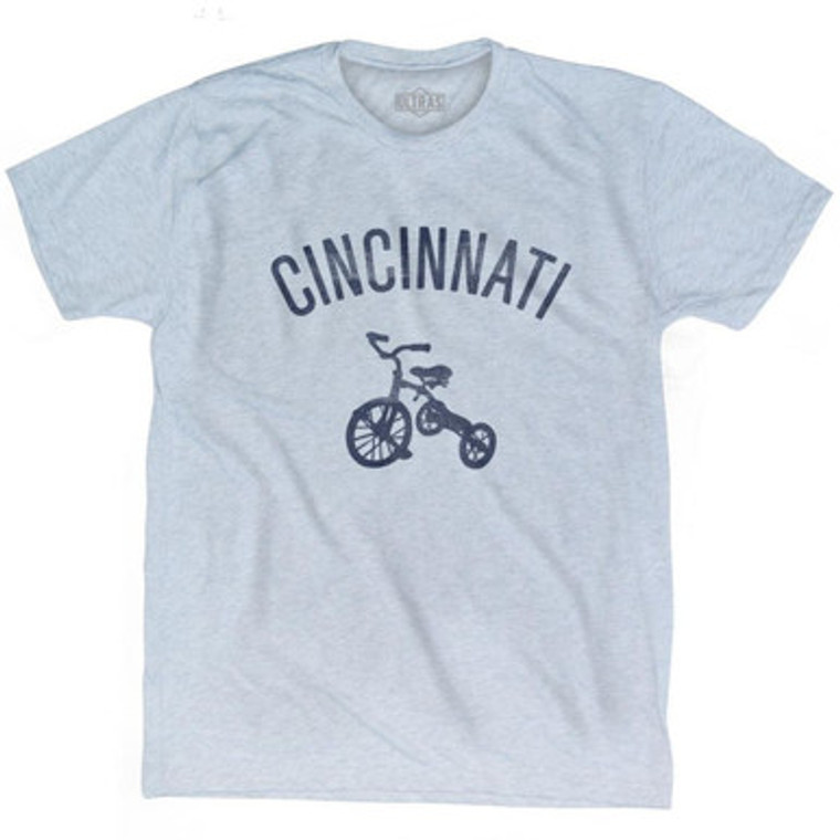 Cincinnati Tricycle Adult Tri-Blend T-shirt - Athletic White