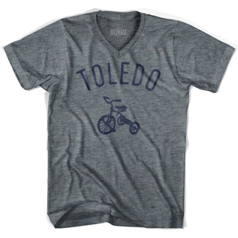 Toledo City Tricycle Adult Tri-Blend V-neck T-shirt - Athletic Grey