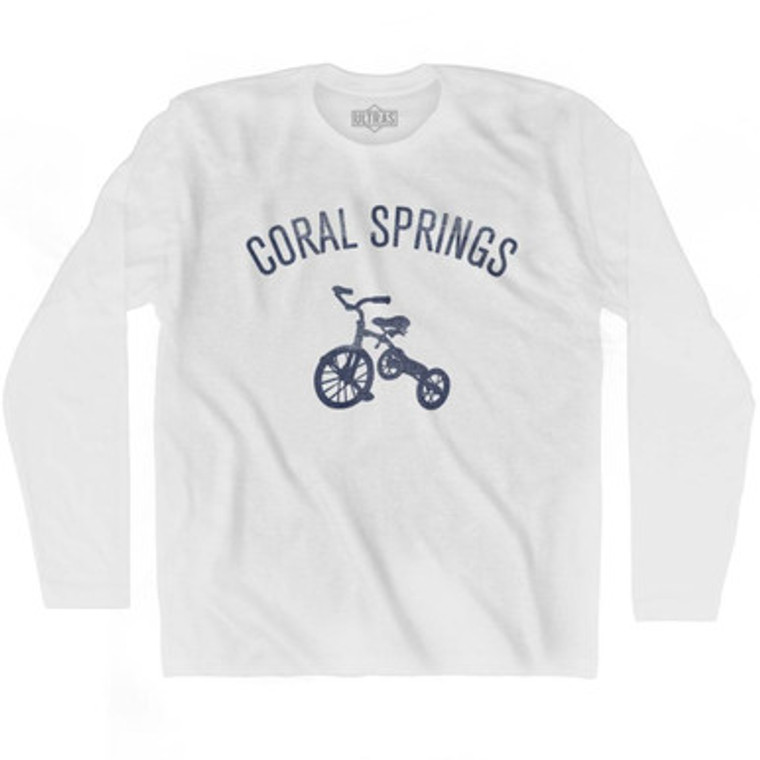 Coral Springs City Tricycle Adult Cotton Long Sleeve T-shirt - White