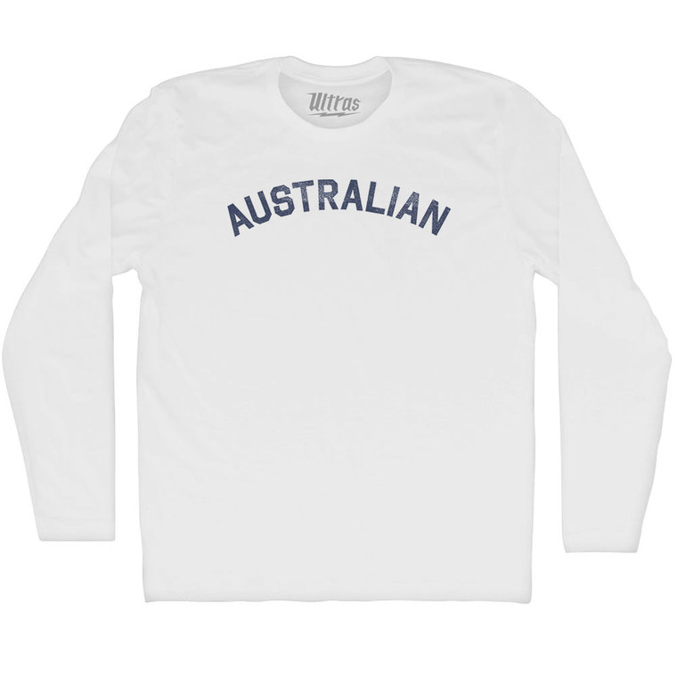 Australian Adult Cotton Long Sleeve T-shirt - White