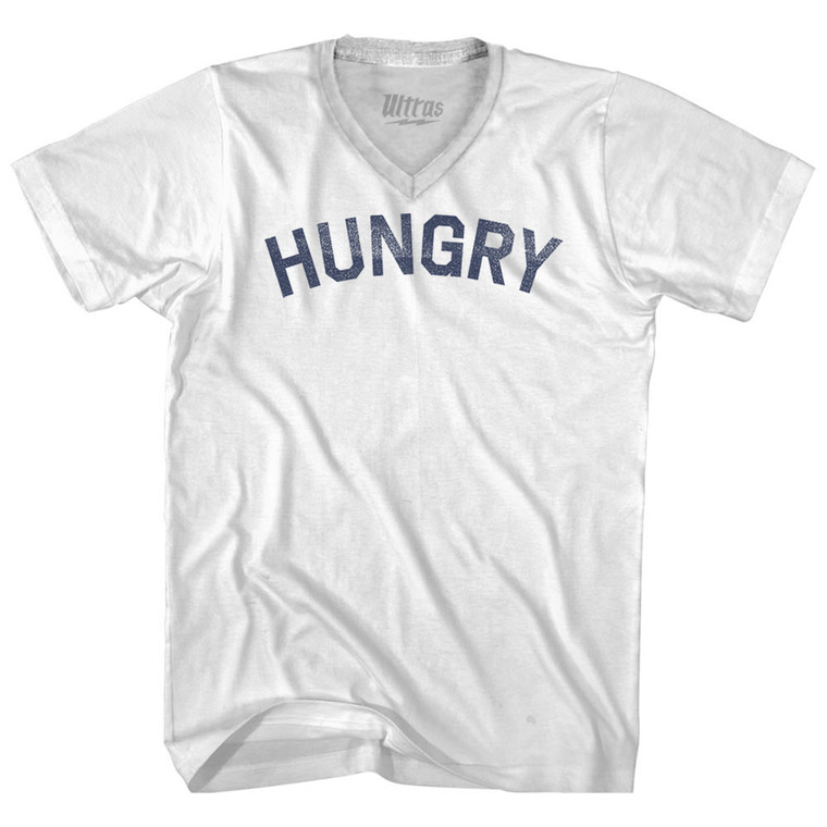 Hungry Adult Tri-Blend V-neck T-shirt - White