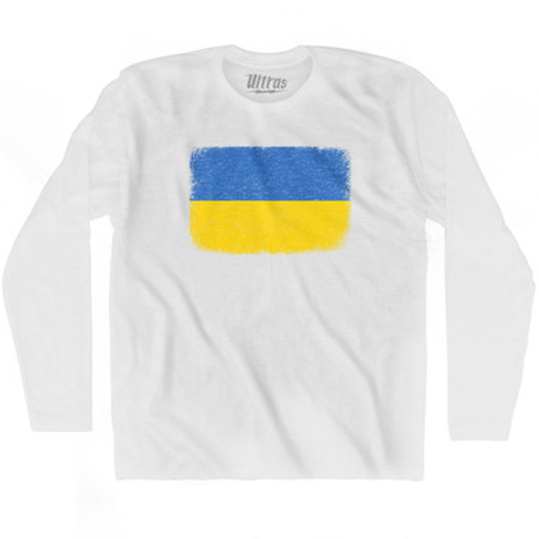 Ukraine Country Flag Adult Cotton Long Sleeve T-shirt by Ultras