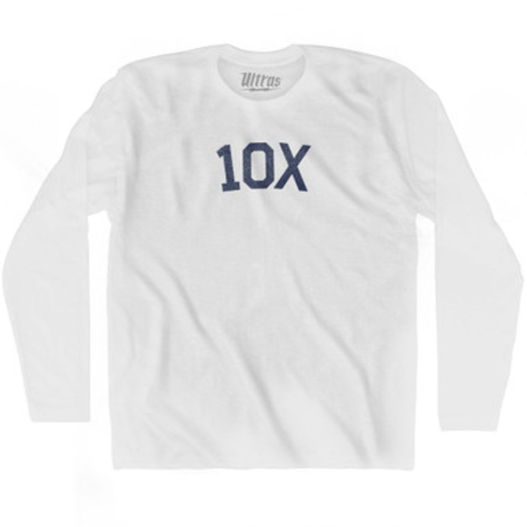10X Adult Cotton Long Sleeve T-shirt - White