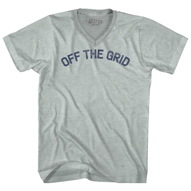 Off The Grid Adult Tri-Blend V-neck T-shirt - Athletic Cool Grey