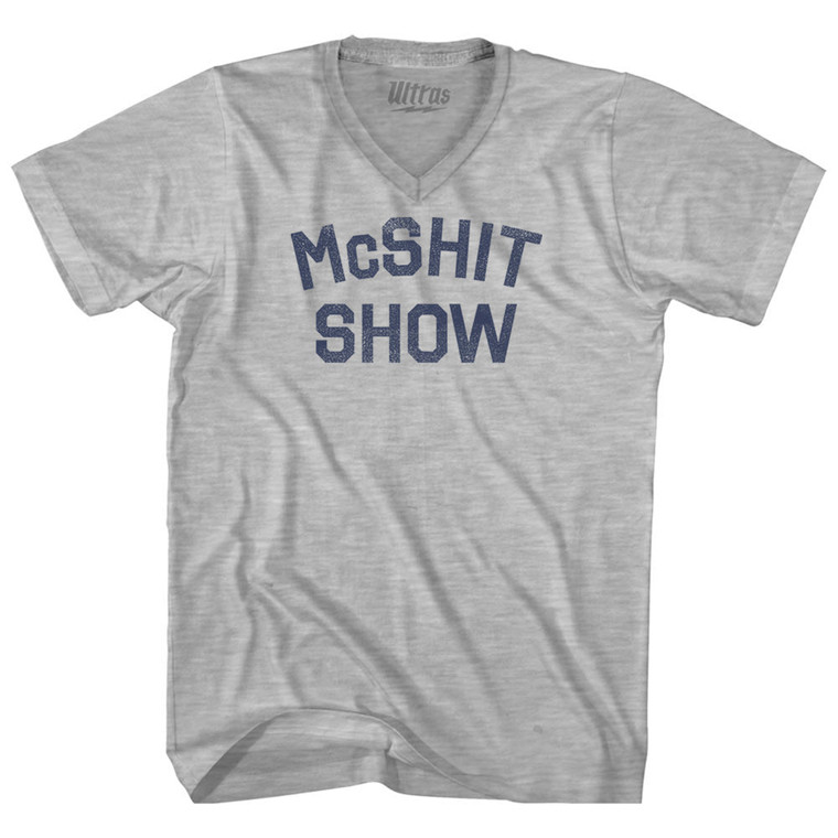 McShit Show Adult Cotton V-neck T-shirt - Grey Heather