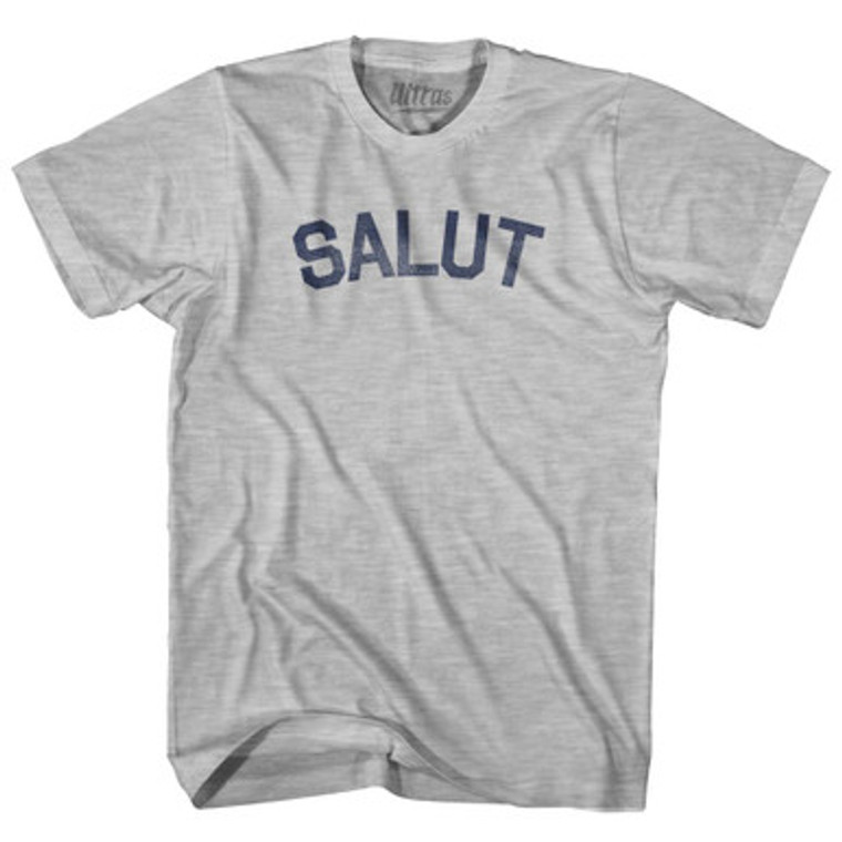Salut - Hello In French Adult Cotton T-shirt - Grey Heather