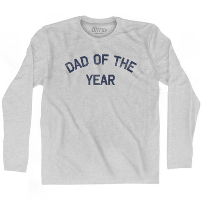 Dad Of The Year Adult Cotton Long Sleeve T-shirt - Grey Heather