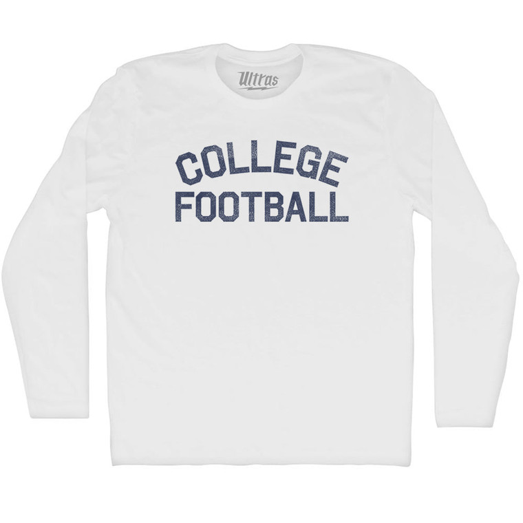 College Football Adult Cotton Long Sleeve T-shirt - White