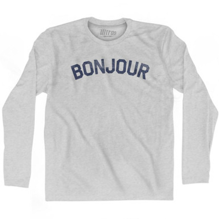 Bonjour Adult Cotton Long Sleeve T-shirt - Grey Heather