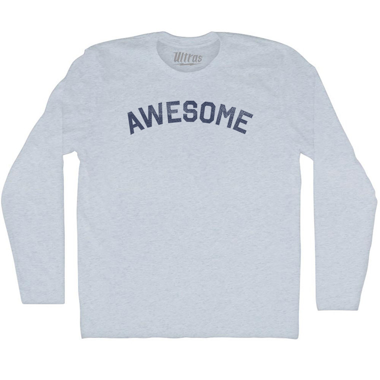 Awesome Adult Tri-Blend Long Sleeve T-shirt - Athletic White