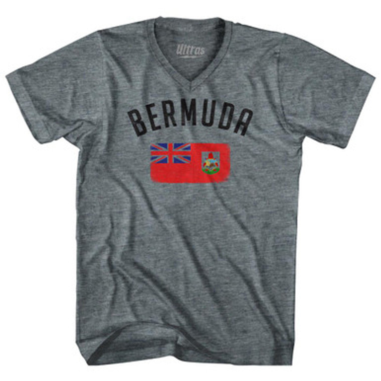 Bermuda Country Flag Heritage Adult Tri-Blend V-Neck T-Shirt by Ultras