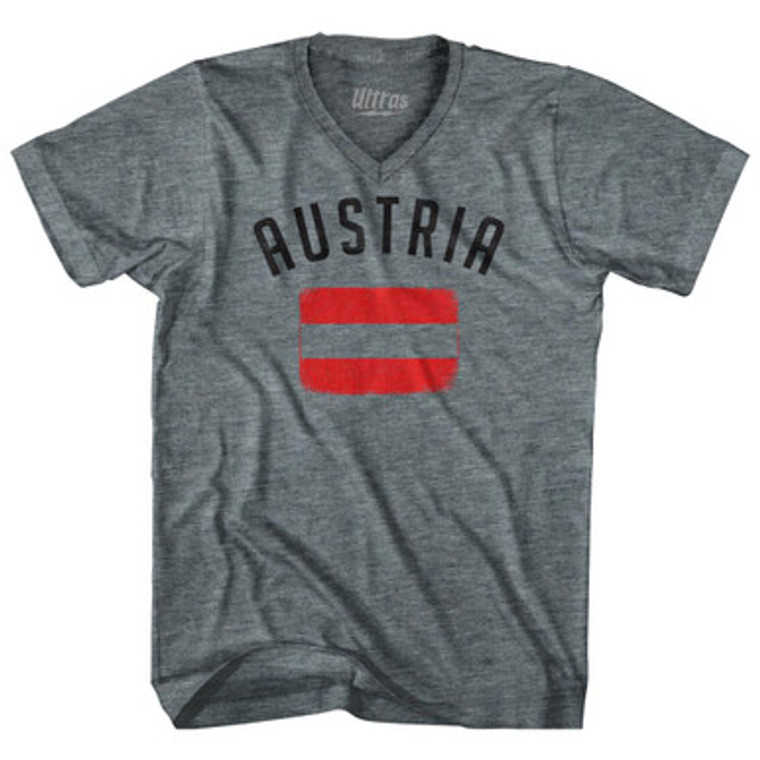 Austria Country Flag Heritage Adult Tri-Blend V-Neck T-Shirt by Ultras