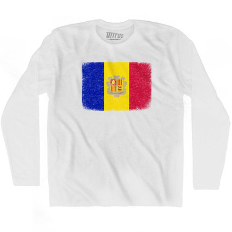Andorra Country Flag Adult Cotton Long Sleeve T-Shirt by Ultras