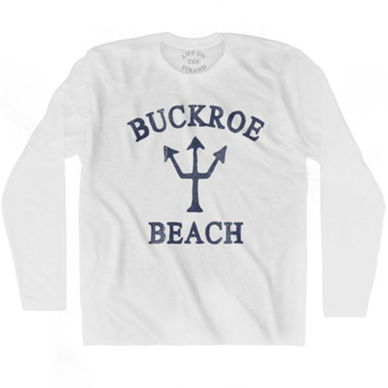 Virginia Buckroe Beach Trident Adult Cotton Long Sleeve T-Shirt by Ultras