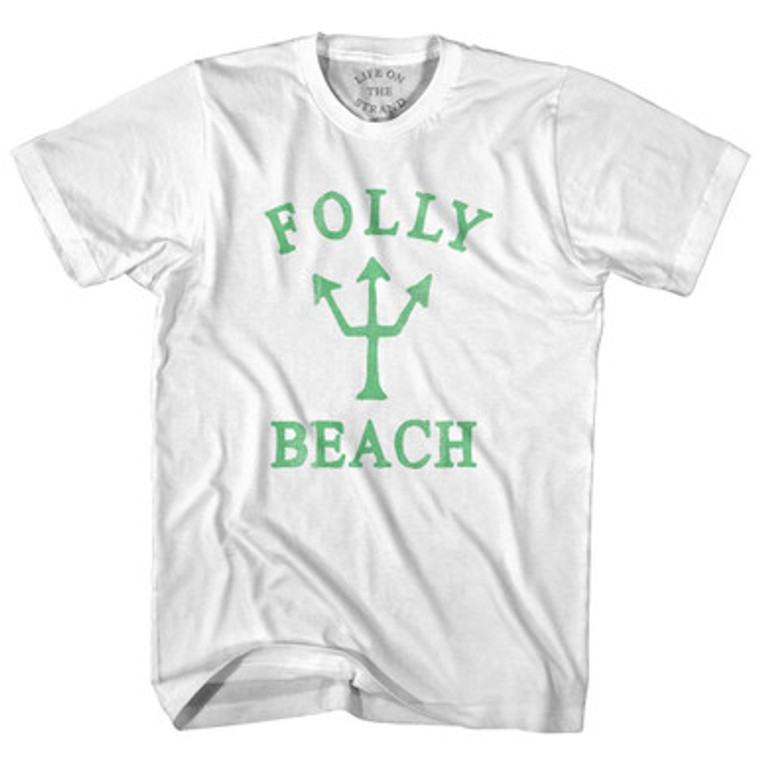 South Carolina Folly Beach Emerald Art Trident Womens Cotton Junior Cut T-Shirt by Ultras