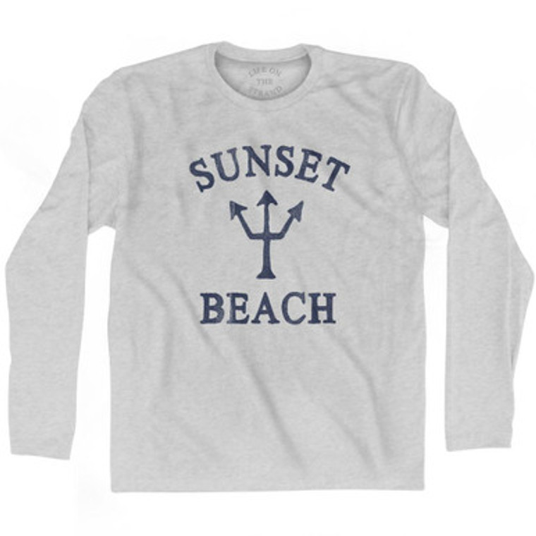 Sunset Beach Trident Adult Cotton Long Sleeve T-shirt by Ultras