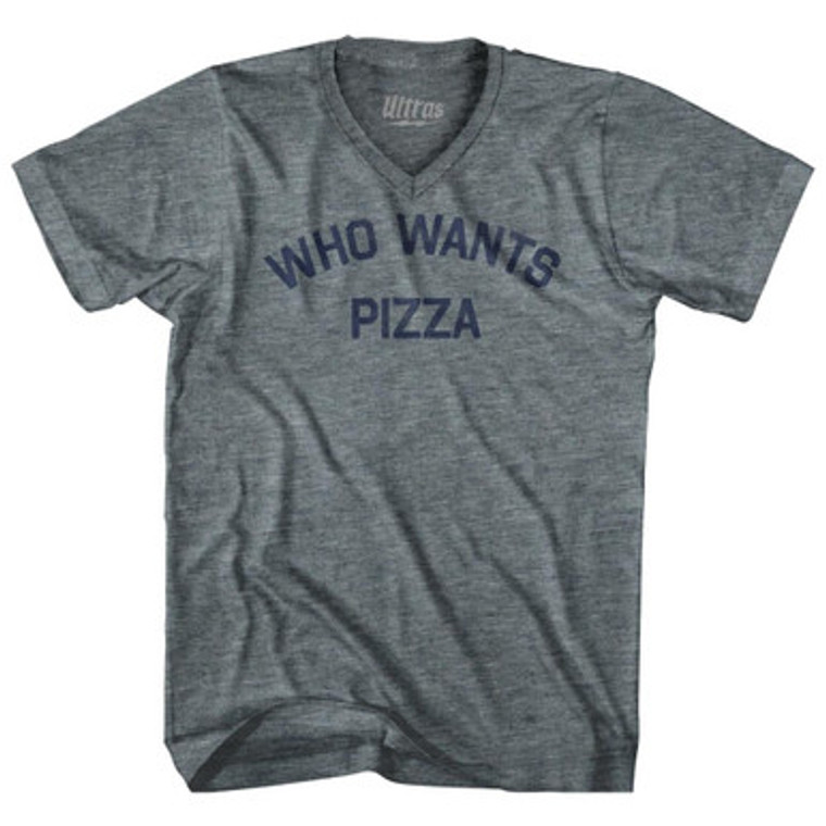 Who Wants Pizza Adult Tri-Blend V-neck T-shirt by Ultras