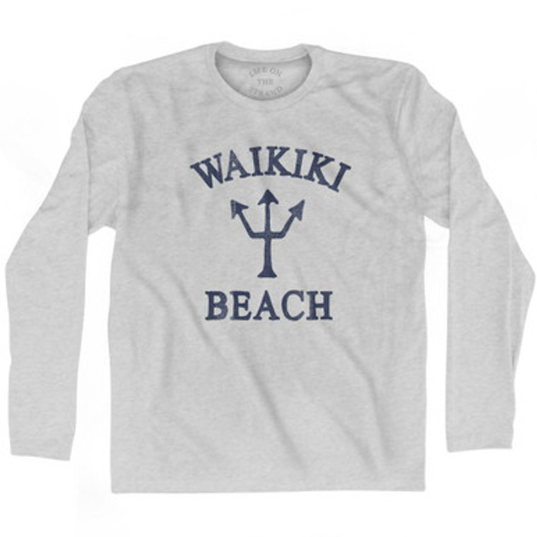 Hawaii Waikiki Beach Trident Adult Cotton Long Sleeve T-Shirt by Ultras