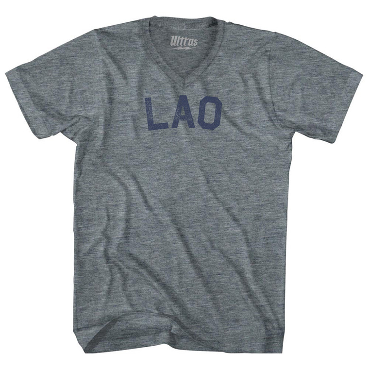 Lao Tri-Blend V-neck Womens Junior Cut T-shirt - Athletic Grey