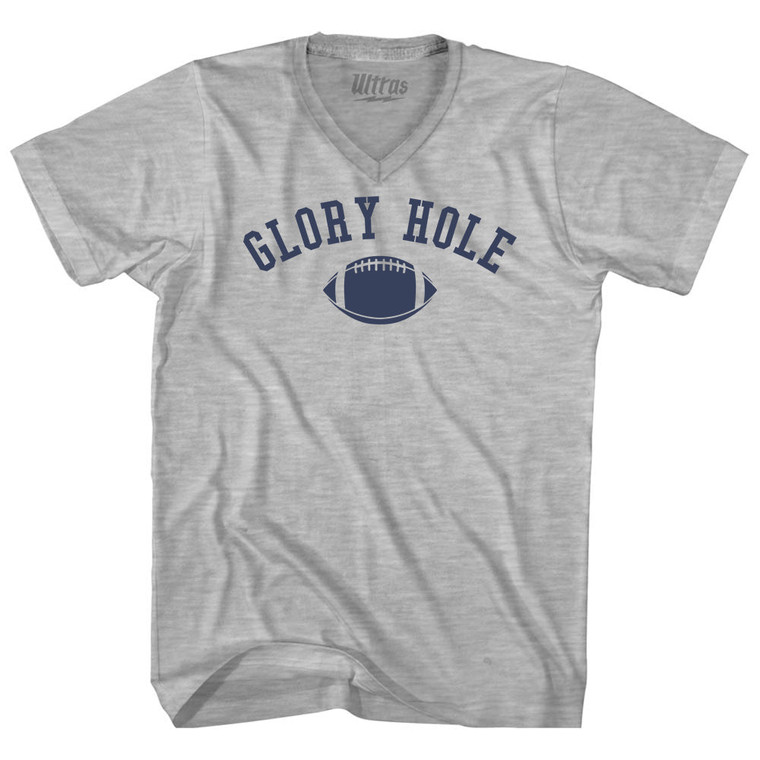 Glory Hole Football Adult Cotton V-neck T-shirt Grey Heather