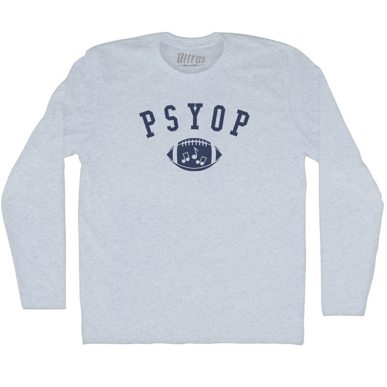 PSYOP Football Adult Tri-Blend Long Sleeve T-shirt Athletic White