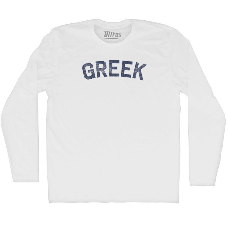 Greek Adult Cotton Long Sleeve T-shirt - White