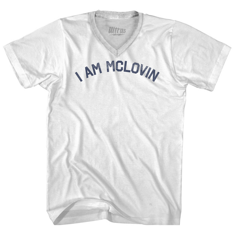 I AM MCLOVIN Adult Tri-Blend V-neck T-shirt - White