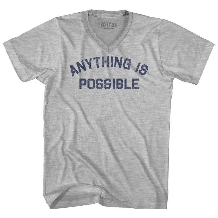 Anything Is Possible Adult Cotton V-neck T-shirt - Grey Heather