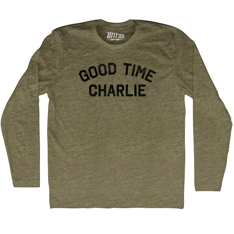 Good Time Charlie Adult Tri-Blend Long Sleeve T-shirt - Military Green