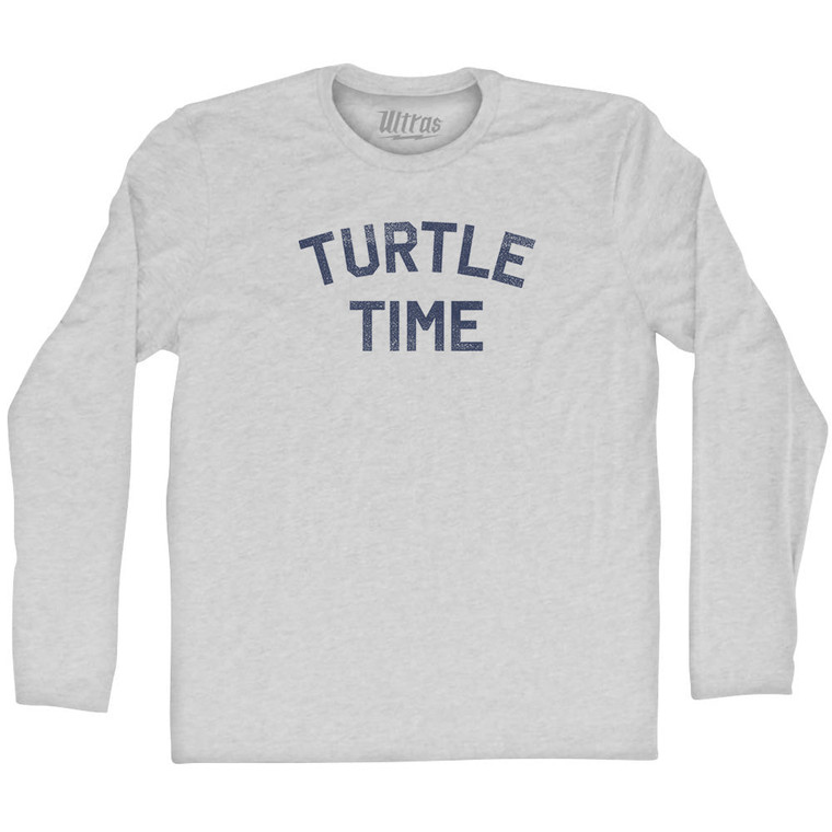 Turtle Time Adult Cotton Long Sleeve T-shirt - Grey Heather
