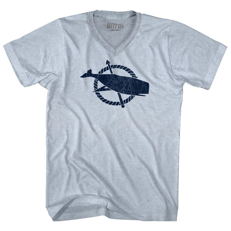 Nantucket Flag Adult Tri-Blend V-neck T-shirt - Athletic White