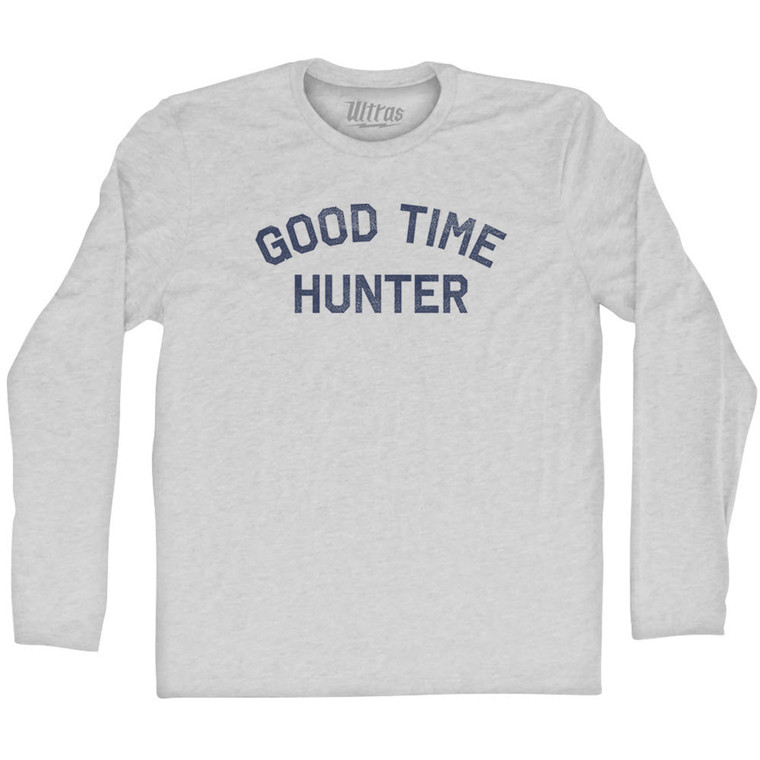 Good Time Hunter Adult Cotton Long Sleeve T-shirt - Grey Heather