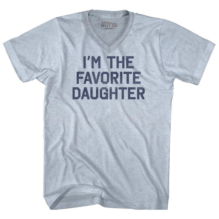 I'm The Favorite Daughter Adult Tri-Blend V-neck T-shirt - Athletic White