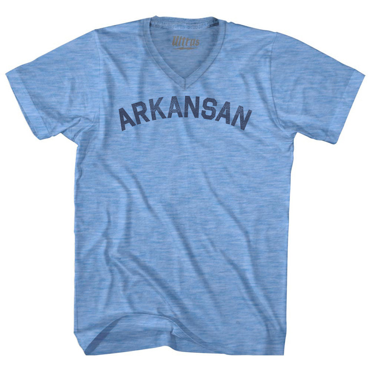 Arkansan Adult Tri-Blend V-neck T-shirt - Athletic Blue