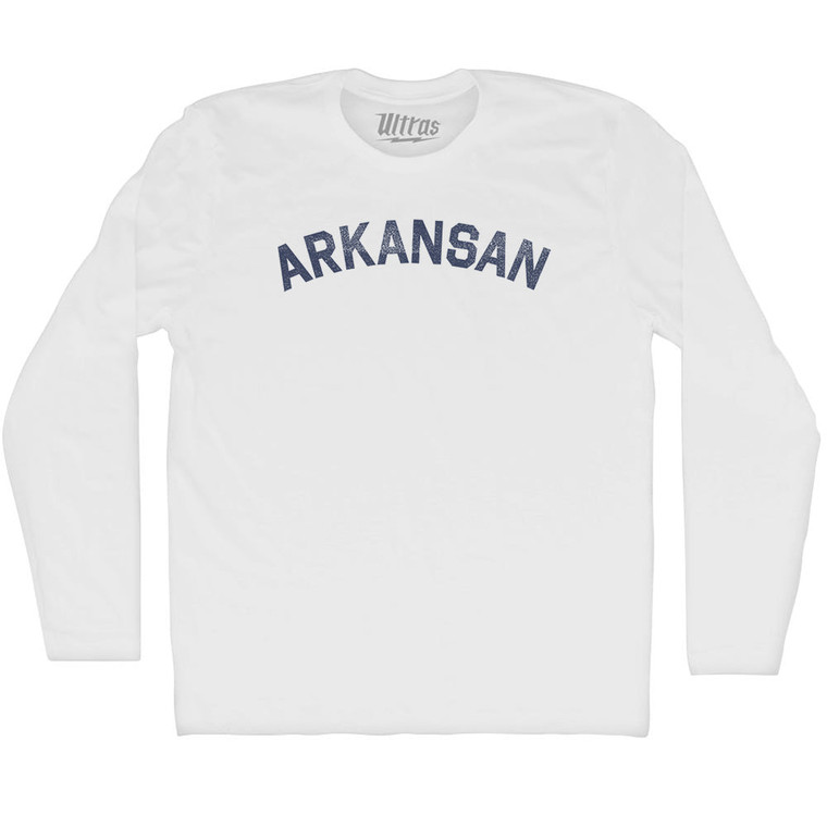 Arkansan Adult Cotton Long Sleeve T-shirt - White