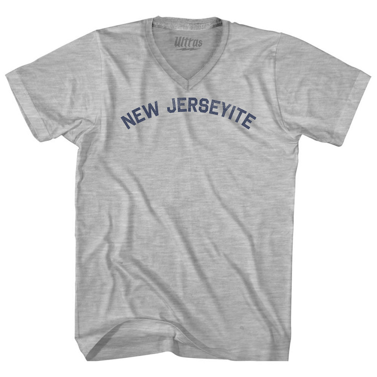 New Jerseyite Adult Cotton V-neck T-shirt - Grey Heather