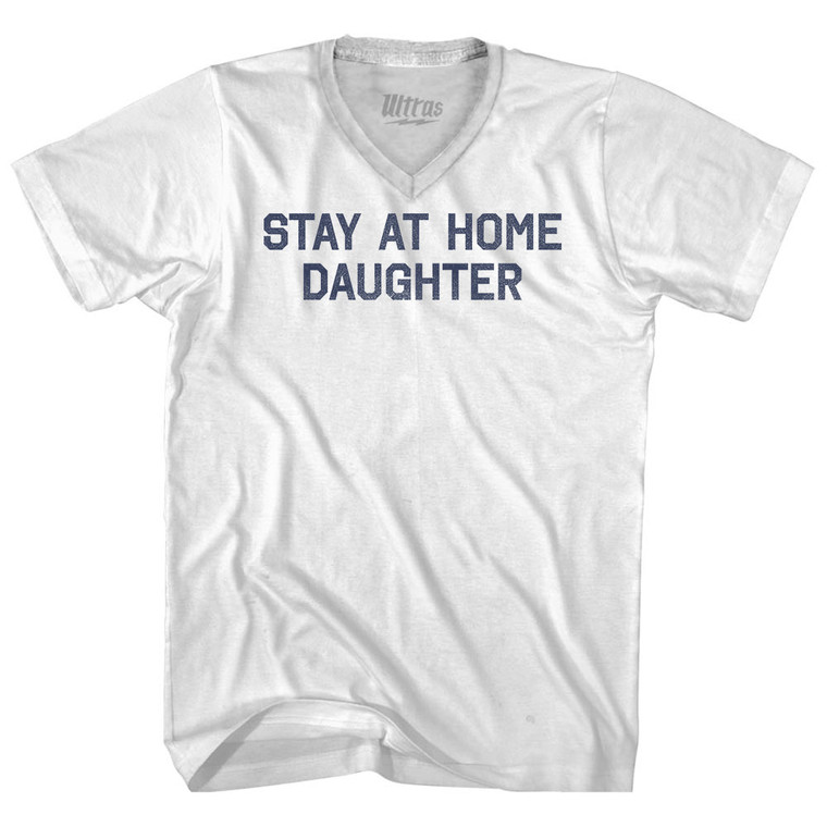 Stay At Home Daughter Adult Tri-Blend V-neck T-shirt - White