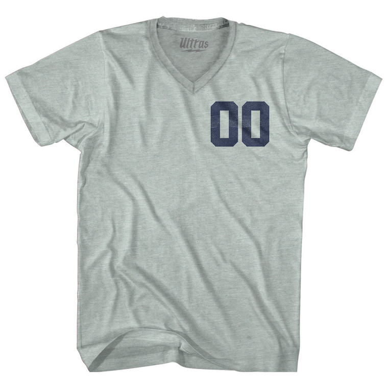 Custom Left Chest Number Name And Number Back Adult Tri-Blend V-neck T-shirt - Athletic Cool Grey