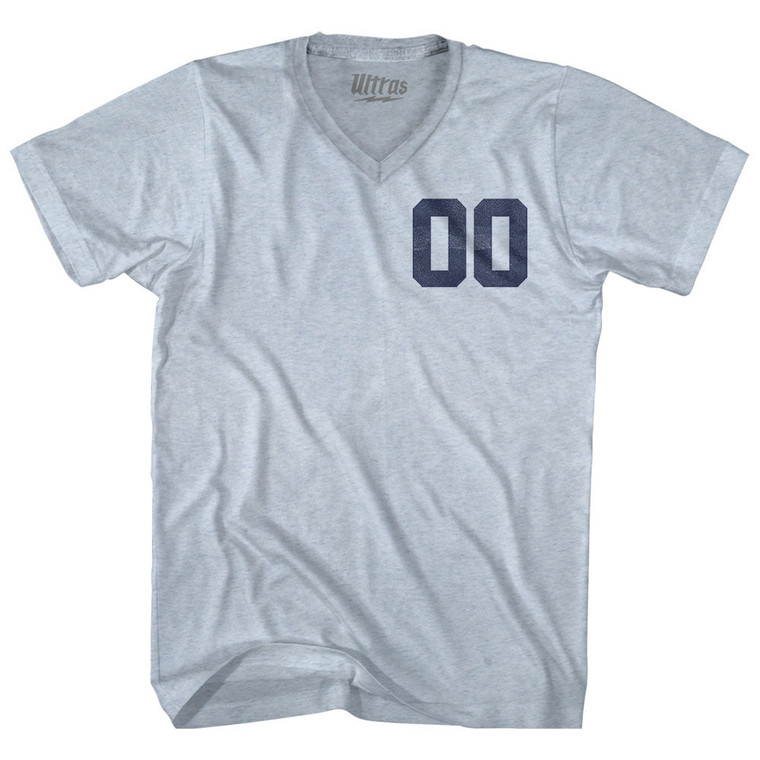 Custom Left Chest Number Name And Number Back Adult Tri-Blend V-neck T-shirt - Athletic White