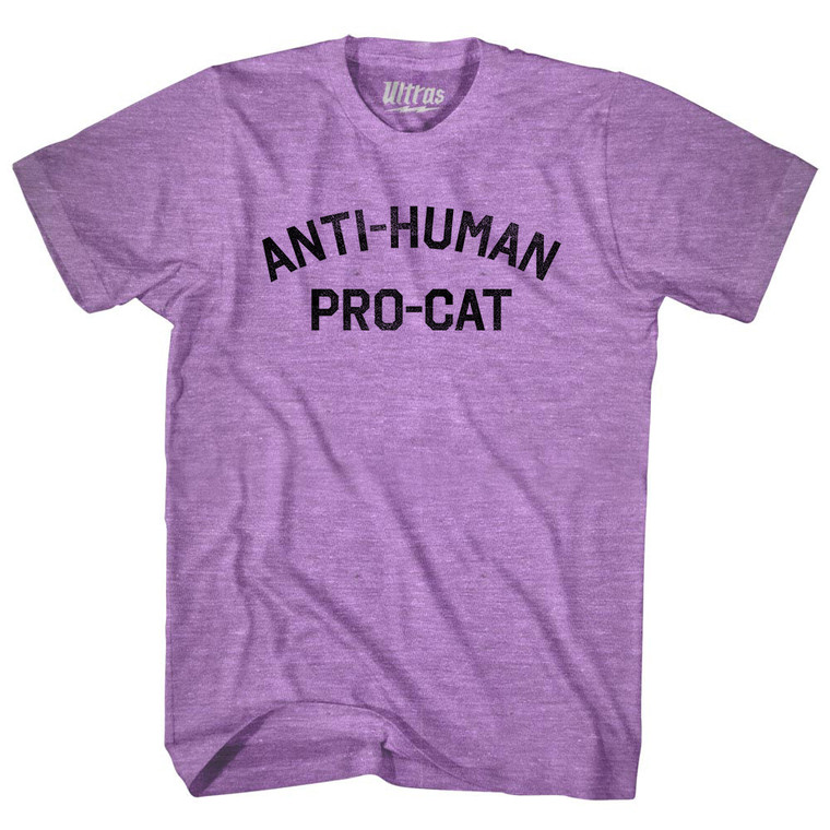 Anti-Human Pro-Cat Adult Tri-Blend T-shirt - Athletic Purple