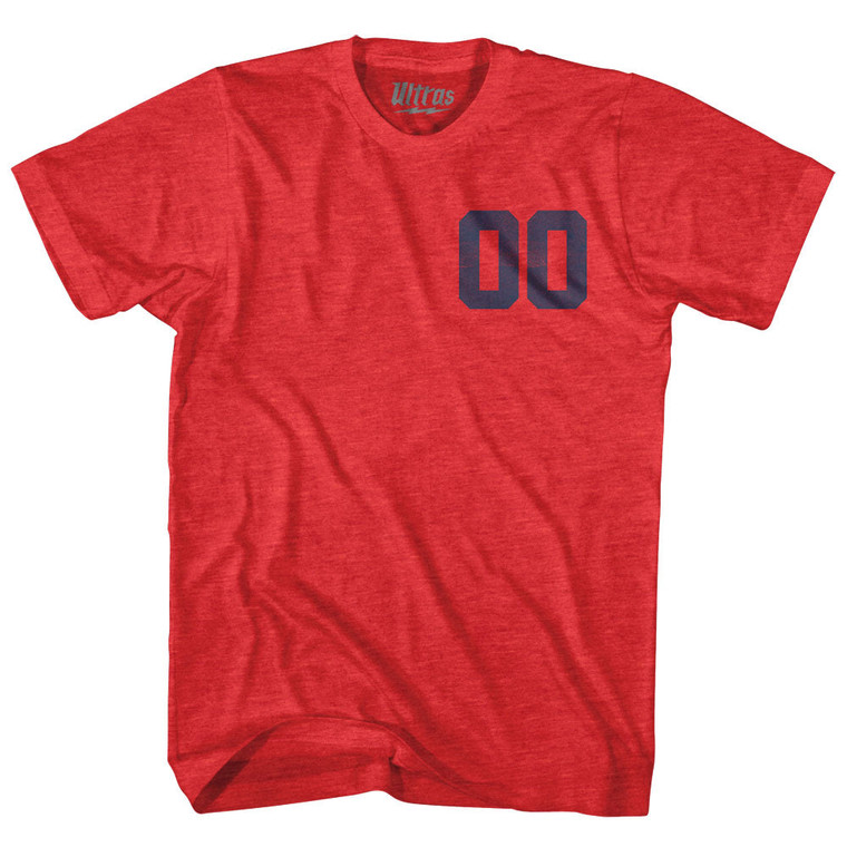 Custom Left Chest Number Name And Number Back Adult Tri-Blend T-shirt - Athletic Red