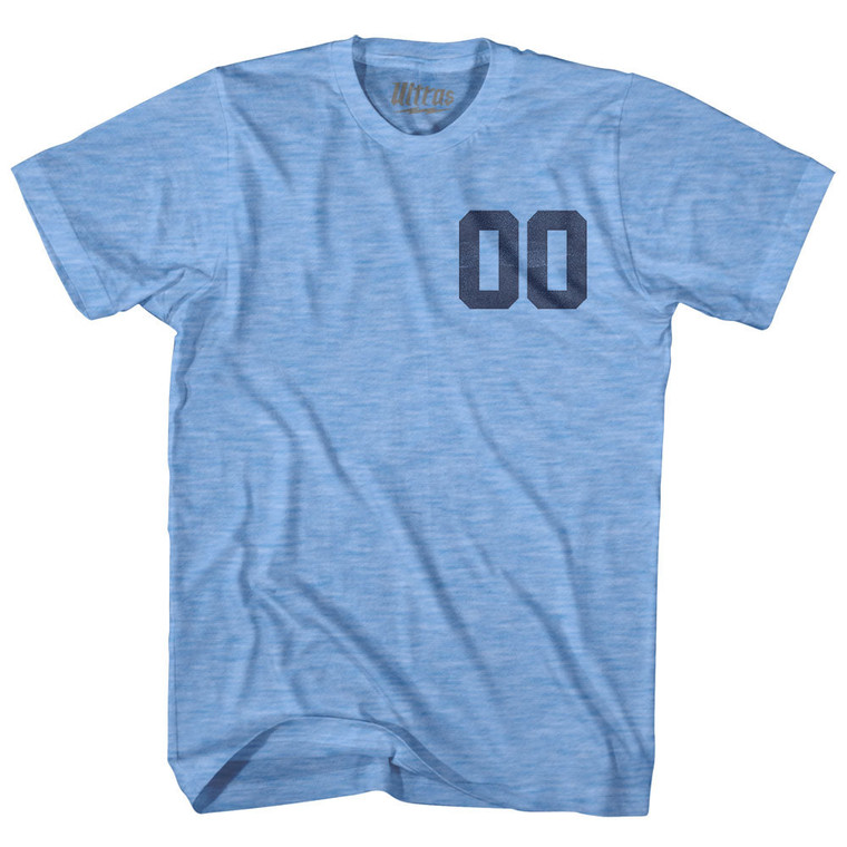 Custom Left Chest Number Name And Number Back Adult Tri-Blend T-shirt - Athletic Blue