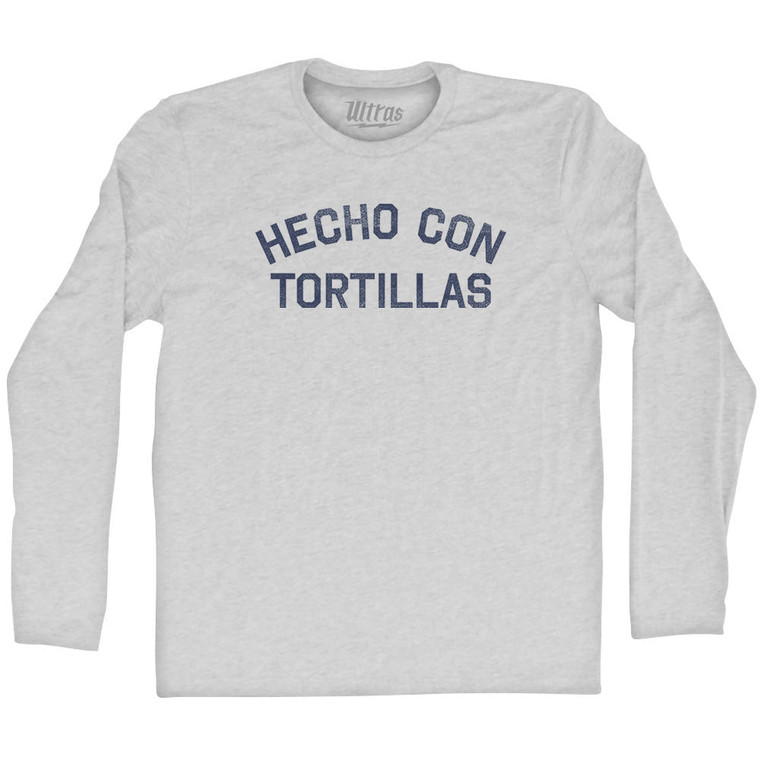 Hecho Con Tortillas Adult Cotton Long Sleeve T-shirt - Grey Heather
