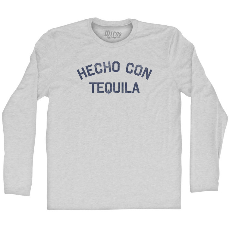 Hecho Con Tequila Adult Cotton Long Sleeve T-shirt - Grey Heather