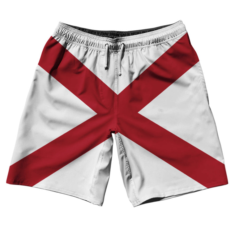 Alabama US State Flag 10" Swim Shorts Made in USA - Red White
